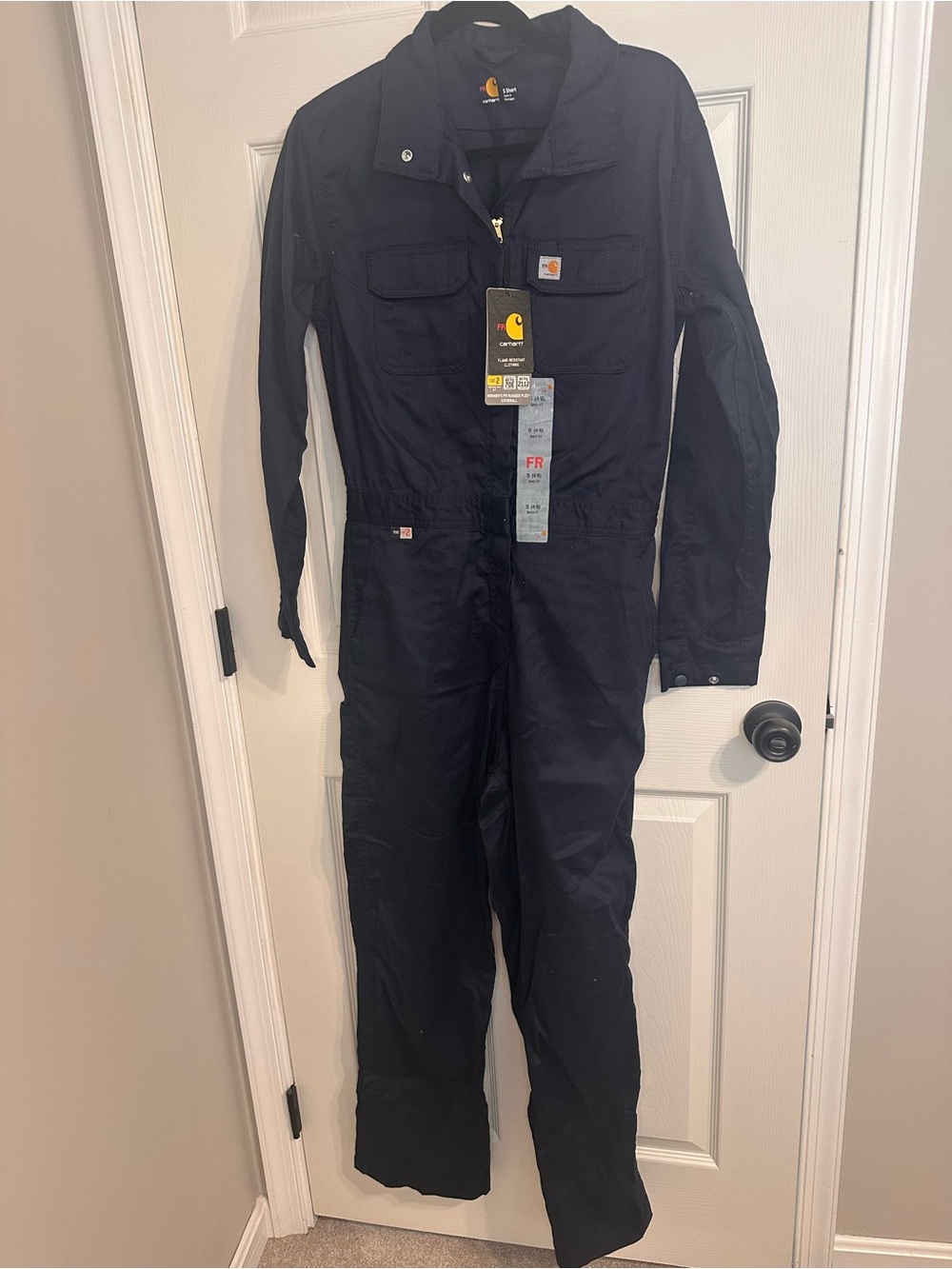 Carhartt women’s Navy Flame-Resistant One-Piece Coverall Jumpsuit
